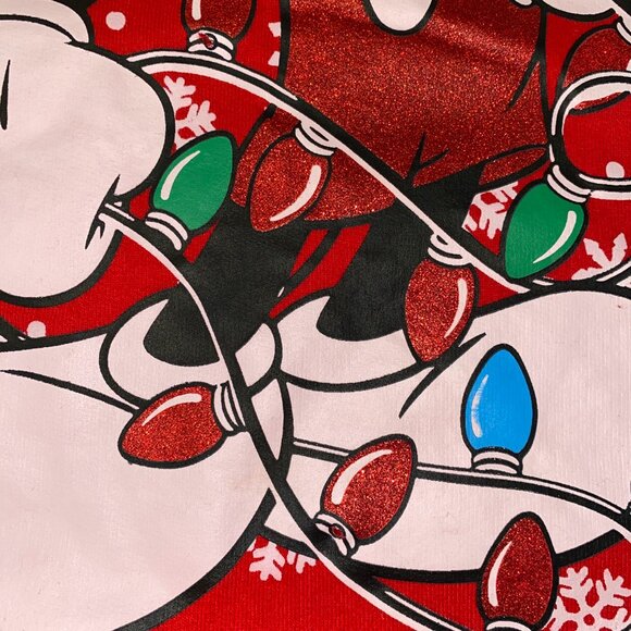 Disney Mickey Mouse Christmas Xmas Lights Pullover Crewneck Sweater Red Large - Picture 6 of 15